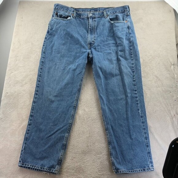 Levis Mens 550 Jeans 42x30 Relaxed Fit Straight Leg Blue Denim Classic Casual - Picture 13 of 14